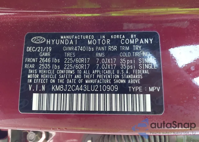 KM8J2CA43LU210909: 43578814