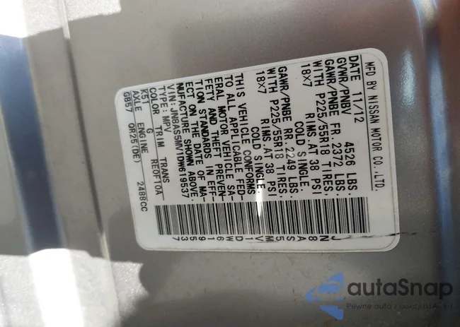 JN8AS5MV1DW619537: 43578907