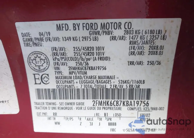 2FMHK6C87KBA19756: 43577942