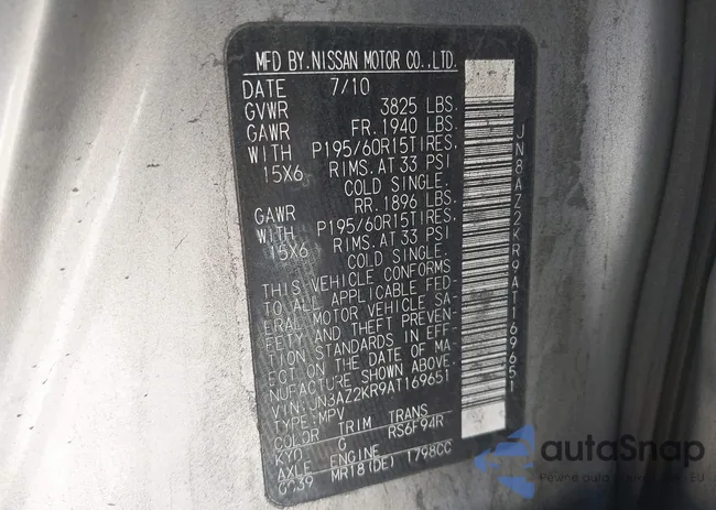 JN8AZ2KR9AT169651: 43578231