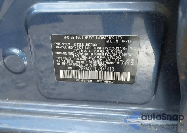 JF2GPACC7D2874413: 43579327