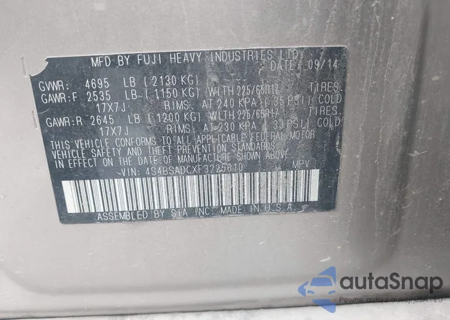 4S4BSADCXF3225610: 43579448