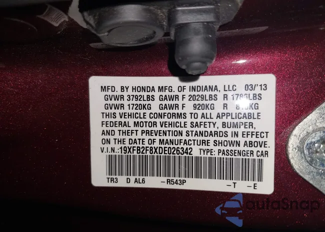 19XFB2F8XDE026342: 43579576