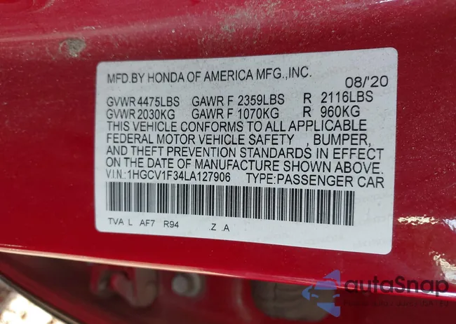 1HGCV1F34LA127906: 43579626