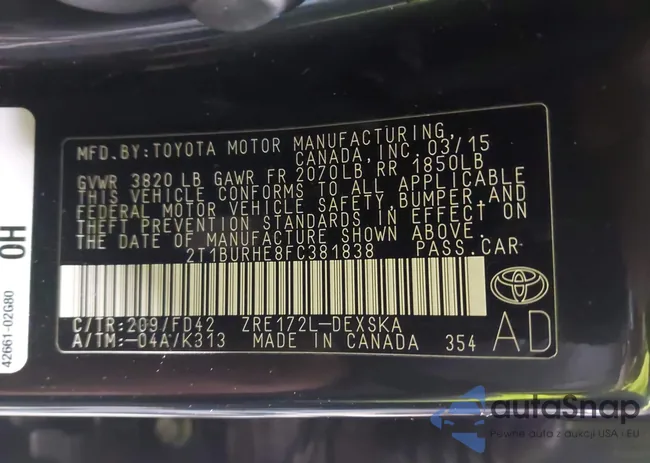 2T1BURHE8FC381838: 43579739