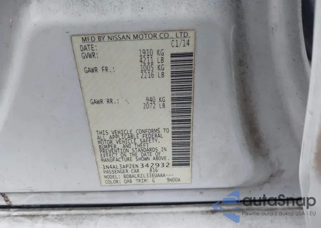 1N4AL3AP2EN342932: 43579085