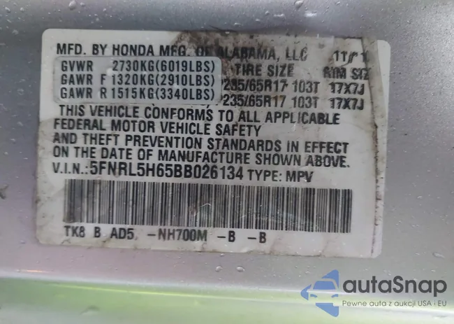 5FNRL5H65BB026134: 43580374