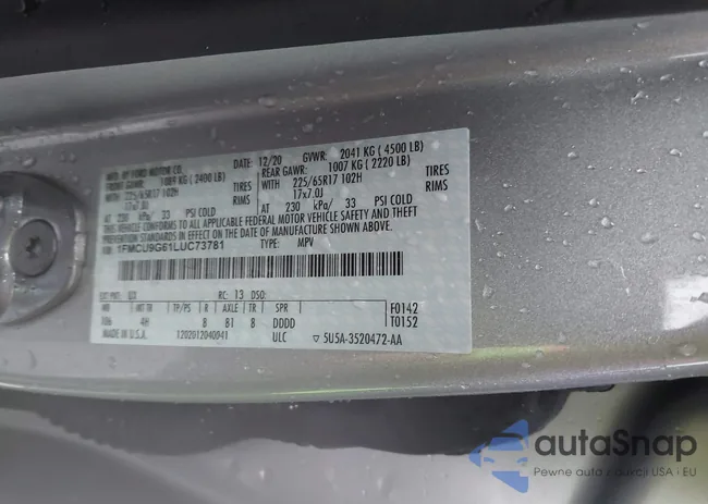 1FMCU9G61LUC73781: 43580419