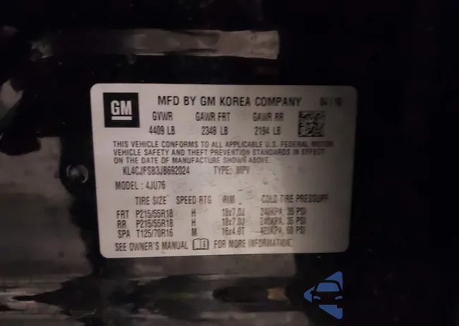 KL4CJFSB3JB692024: 43580469