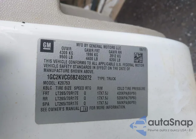 1GC2KVCG6BZ402872: 43580489