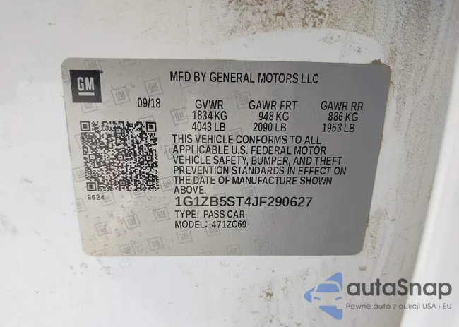 1G1ZB5ST4JF290627: 43580509