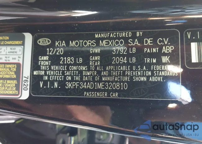 3KPF34AD1ME320810: 43580548