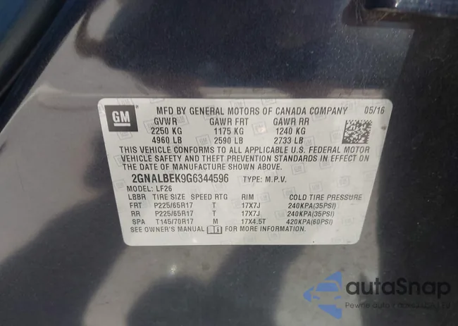 2GNALBEK9G6344596: 43580587