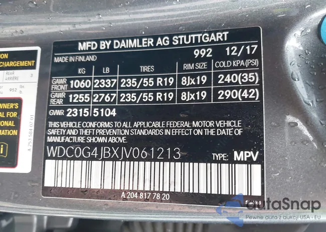 WDC0G4JBXJV061213: 43580644