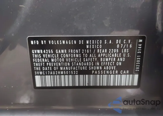 3VWC17AU2HM501532: 43580680