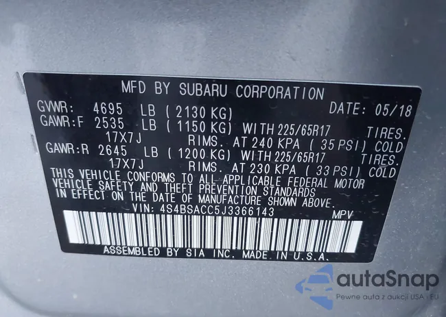 4S4BSACC5J3366143: 43580837