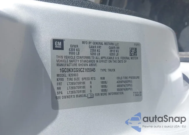 1GC0KXCG9CZ165945: 43580845