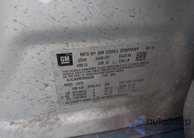 KL4CJASM9NB500499: 43580854