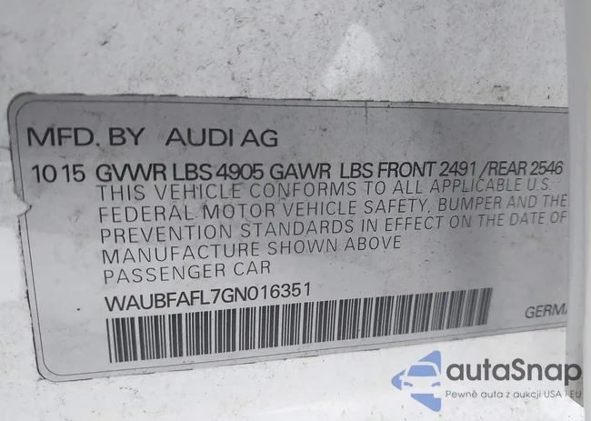 WAUBFAFL7GN016351: 43580908