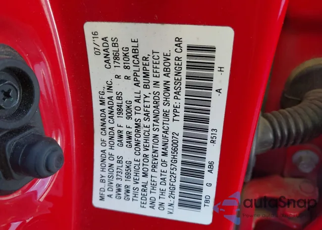 2HGFC2F57GH560072: 43579961