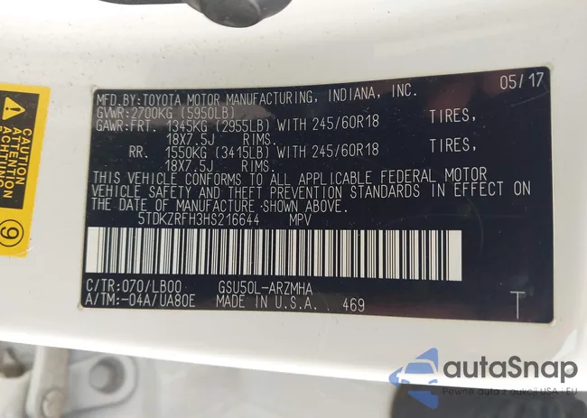 5TDKZRFH3HS216644: 43580010