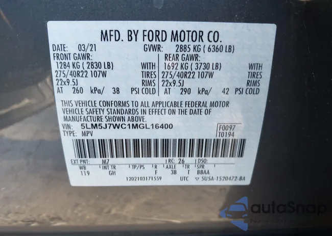 5LM5J7WC1MGL16400: 43580054