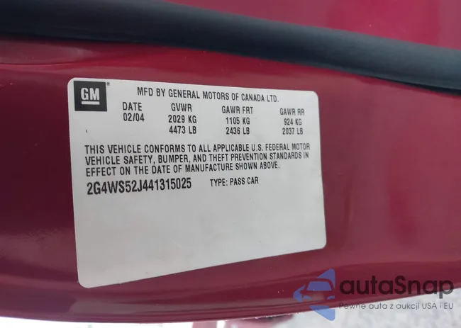 2G4WS52J441315025: 43580117