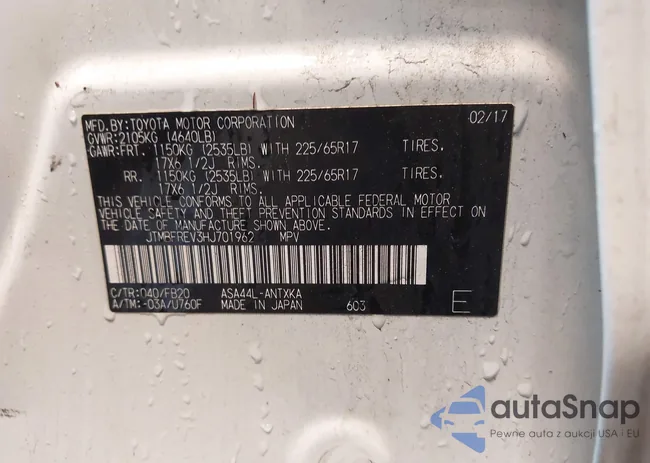 JTMBFREV3HJ701962: 43580243