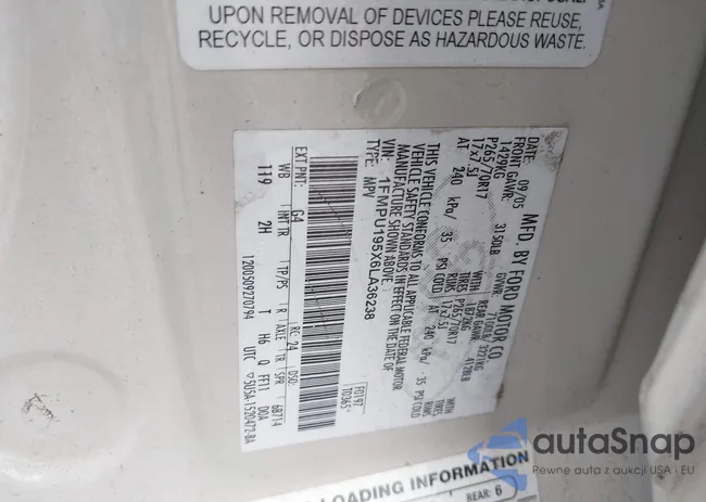 1FMPU195X6LA36238: 43580272