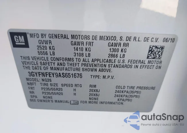 3GYFNFEY9AS651676: 43581335