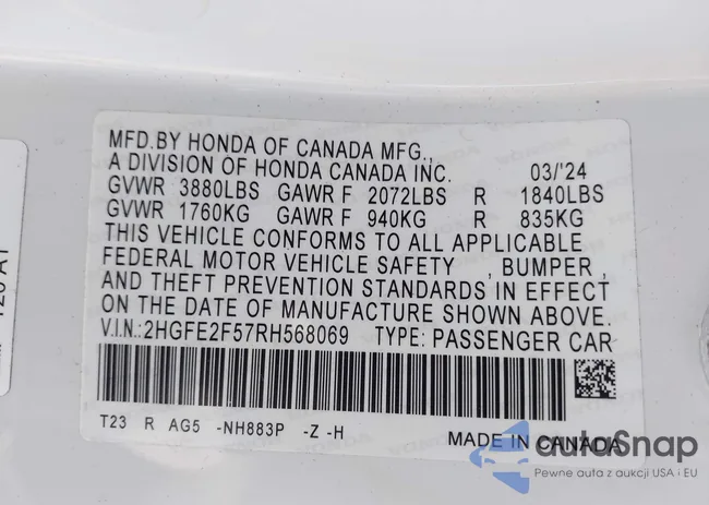 2HGFE2F57RH568069: 43581342