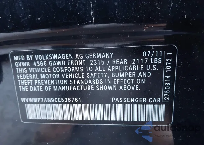 WVWMP7AN9CE525761: 43581371