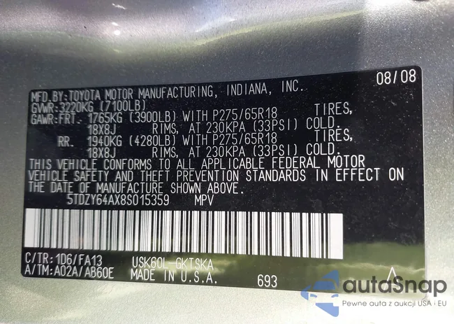 5TDZY64AX8S015359: 43581534
