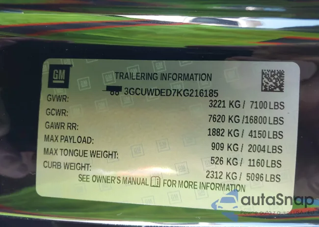 3GCUWDED7KG216185: 43581654