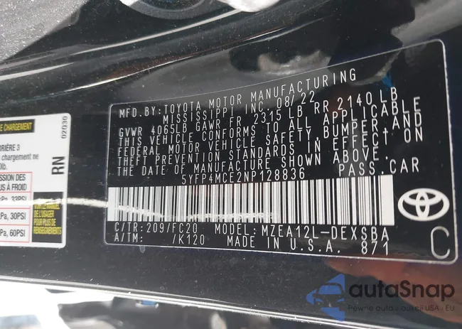 5YFP4MCE2NP128836: 43581660