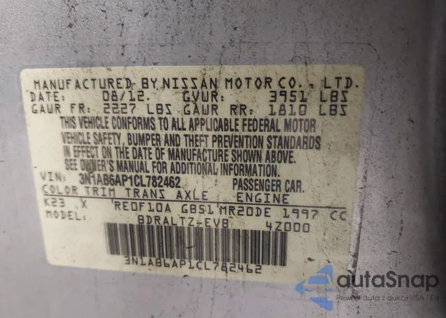 3N1AB6AP1CL782462: 43581668