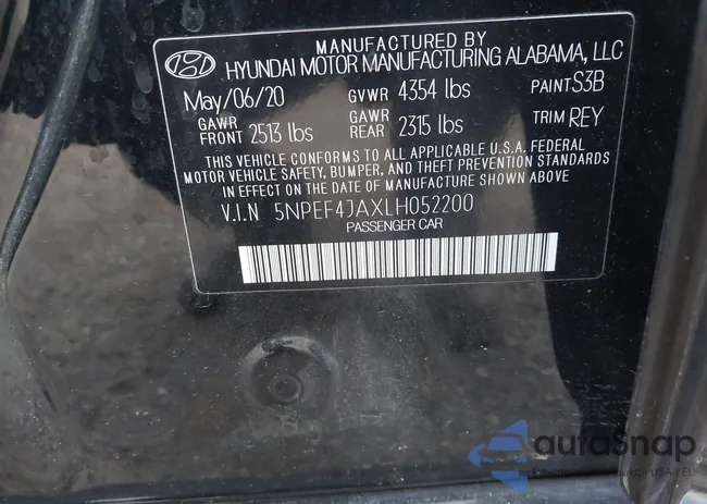 5NPEF4JAXLH052200: 43581672