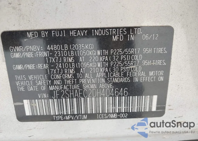 JF2SHAEC2DH404646: 43581880