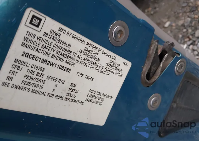 2GCEC19R2W1108282: 43581895