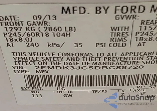 2FMDK3JC5DBC88720: 43581906