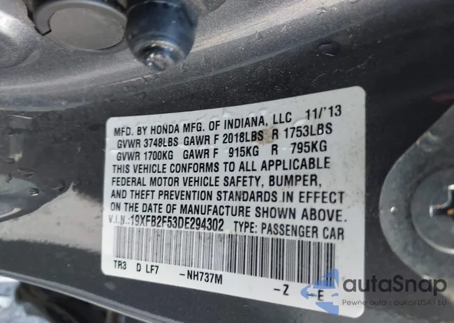 19XFB2F53DE294302: 43581053