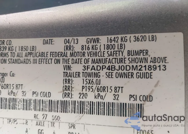 3FADP4BJ0DM218913: 43582523