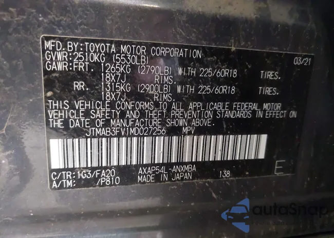 JTMAB3FV1MD027256: 43582141