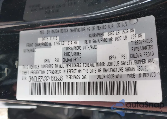 3MYDLBZV2GY120886: 43582142