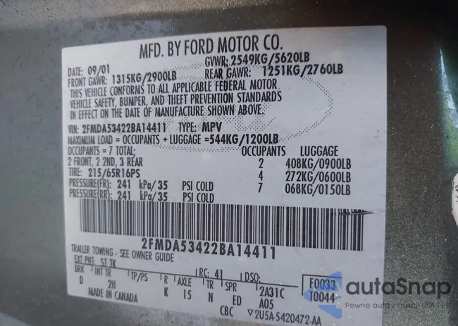 2FMDA53422BA14411: 43582181