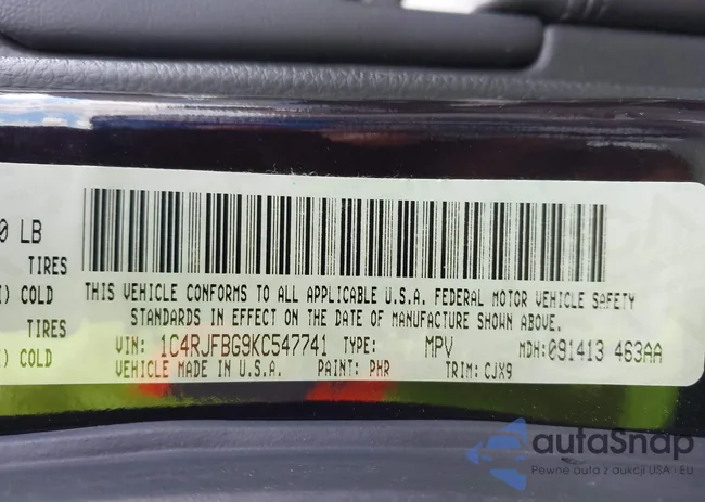 1C4RJFBG9KC547741: 43582217