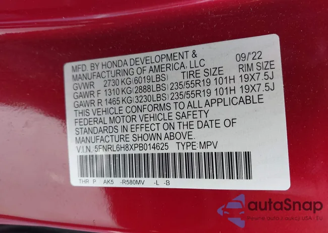 5FNRL6H8XPB014625: 43583518