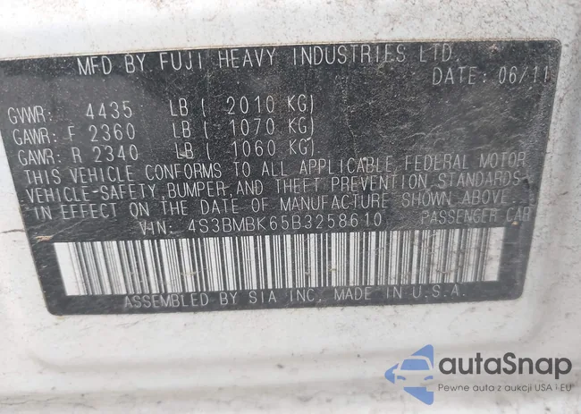 4S3BMBK65B3258610: 43583596