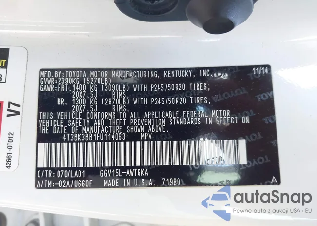 4T3BK3BB1FU114063: 43583607