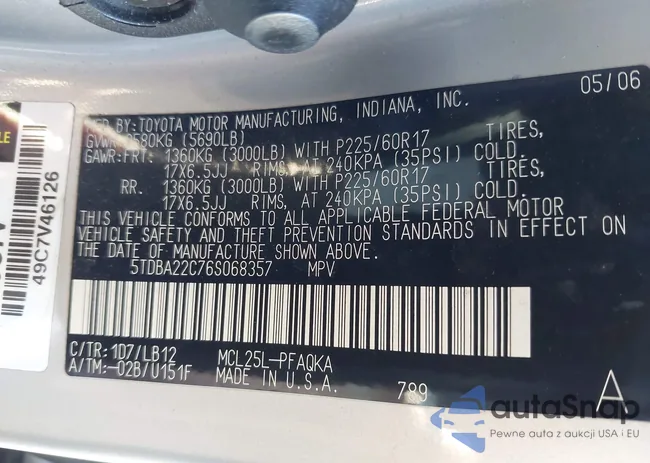 5TDBA22C76S068357: 43583841